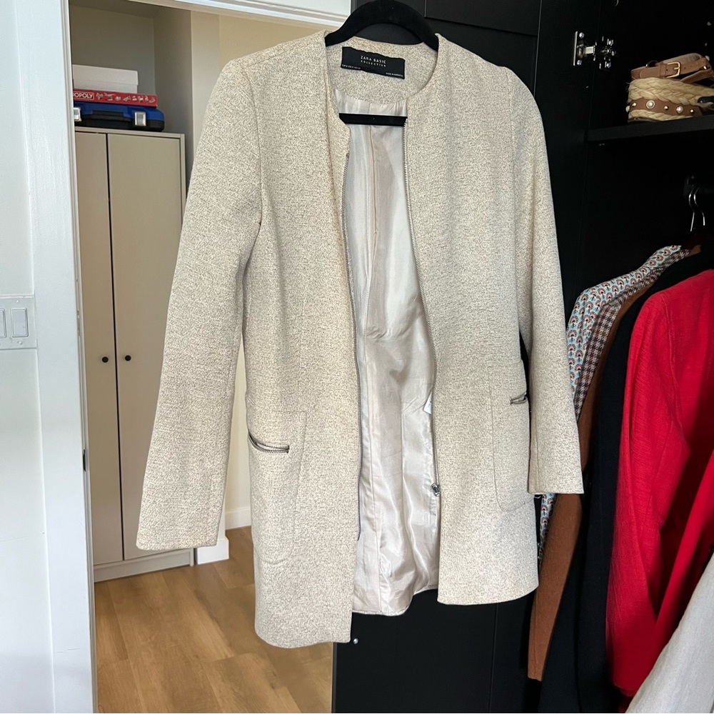 Zara long blazer coat with zipper